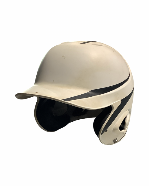 Vist Large View of Product Image Which is Used Mizuno HLMT Batting Helmet No Mask White S/M