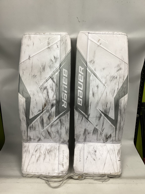 Vist Large View of Product Image Which is Used Bauer SV PRO LEG PADS Goalie Leg Pads Senior White 33"