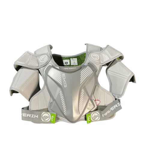 Vist Large View of Product Image Which is Used Maverik MX EKG Lacrosse Shoulder Pads Grey MD