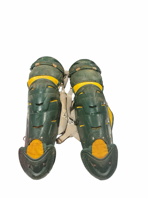 Vist Large View of Product Image Which is Used All Star GREEN/YELLOW SHIN GUARDS Catchers Leg Guards Green Adult