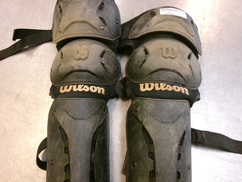 Vist Large View of Product Image Which is Used Wilson SHINS Catchers Leg Guards Black Intermed