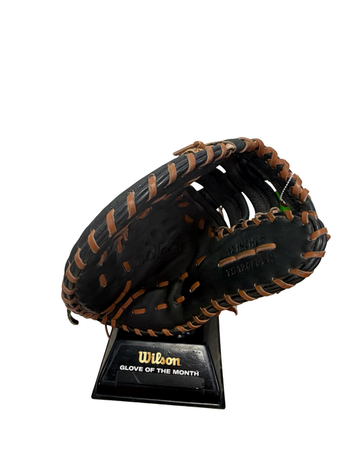 Vist Large View of Product Image Which is Used Adidas TRIPLE STRIPE TSD 1200FBR Leather Baseball First Base Mitt LH Throw Black 12"