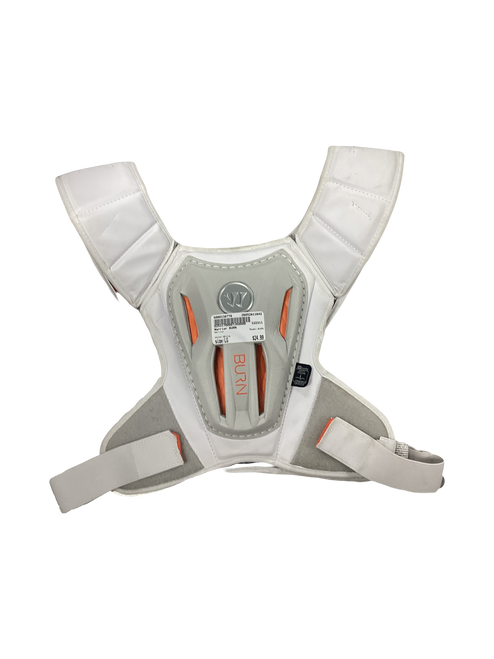 Vist Large View of Product Image Which is Used Warrior BURN Lacrosse Shoulder Pads White LG