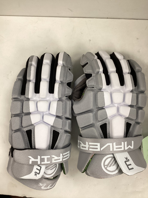 Vist Large View of Product Image Which is Used Maverik MX Lacrosse Gloves Mens Grey 13"
