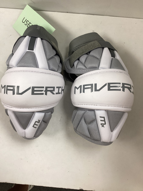 Vist Large View of Product Image Which is Used Maverik MX Lacrosse Arm Pads/Guards White LG