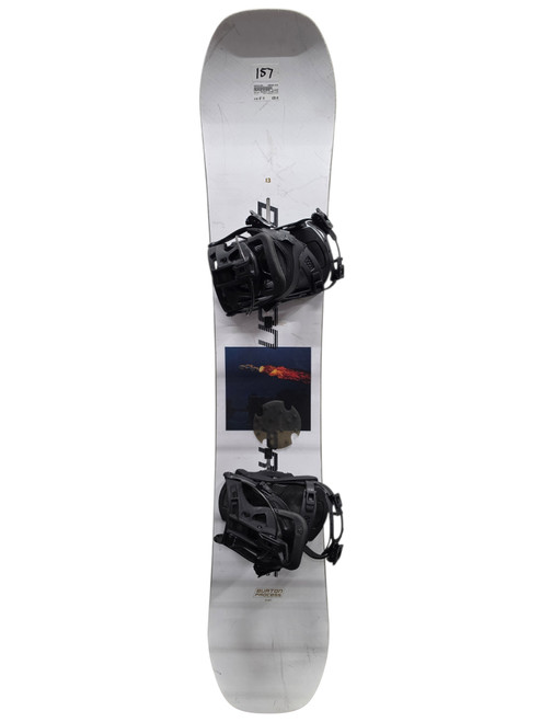 Vist Large View of Product Image Which is Used Burton Process Flying V Mens Snowboard 157 cm with Flow Fuse Hybrid Bindings (Black, Size L/XL)