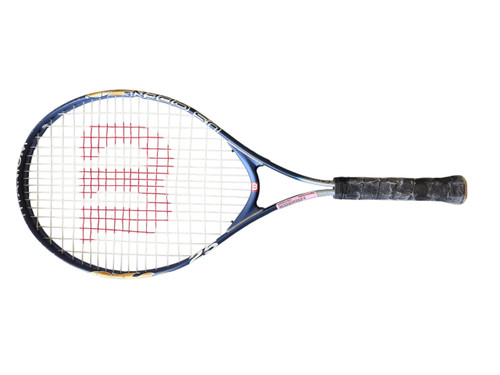 Vist Large View of Product Image Which is Used Wilson US OPEN 25 Junior Tennis Racquet Navy Blue 25"