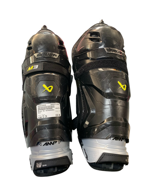 Vist Large View of Product Image Which is Used Bauer M3 Intermediate Shin Guards Black 13"