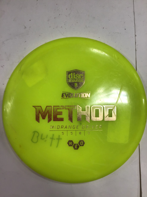 Vist Large View of Product Image Which is Used Discmania EVOLUTION NEO METHOD Disc Golf Mid Range Yellow 178g