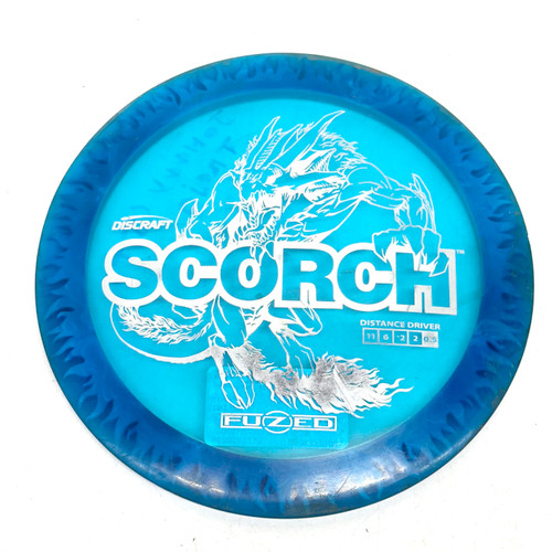 Vist Large View of Product Image Which is Used Discraft FUZED SCORCH Disc Golf Driver Royal Blue 172g