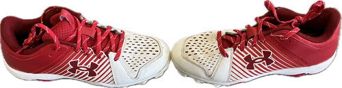Vist Large View of Product Image Which is Used Under Armour BB/SB CLEATS BB/SB Cleats Red And White Senior 8
