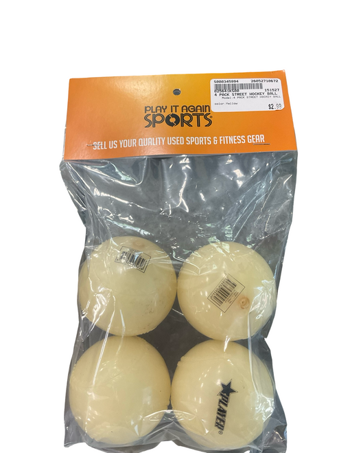 Vist Large View of Product Image Which is Used 4 PACK STREET HOCKEY BALL Puck and Ball Yellow