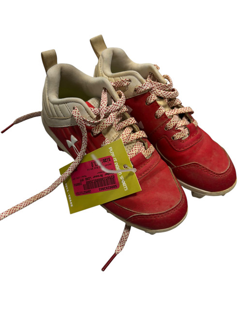 Vist Large View of Product Image Which is Used Under Armour LEAD OFF BB/SB Cleats Red And White Youth 13.0