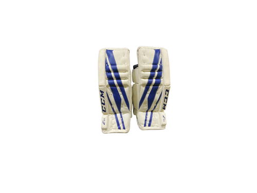Vist Large View of Product Image Which is Used CCM E3.5 GOALIE PADS Goalie Leg Pads Youth White 22"