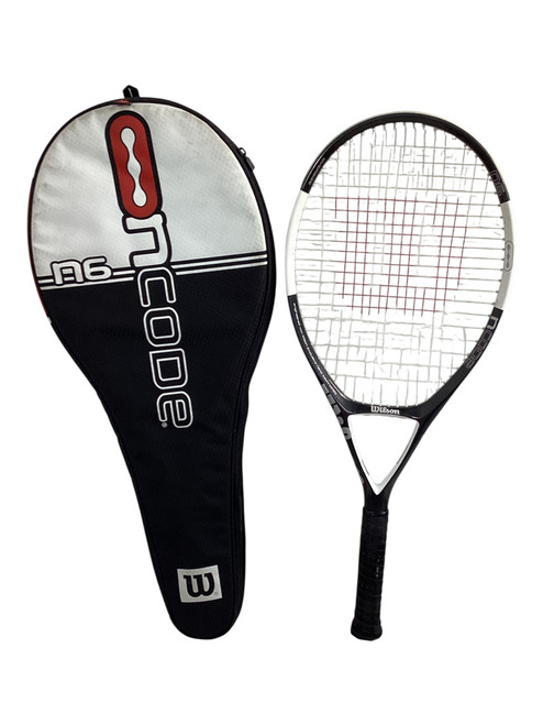 Vist Large View of Product Image Which is Used Wilson N CORE N6 Adult Tennis Racquet Black 4 1/2"