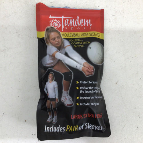 Vist Large View of Product Image Which is Used TANDEM L/XL WHITE VOLLEYBALL ARM SLEEVES Volleyball Accessory