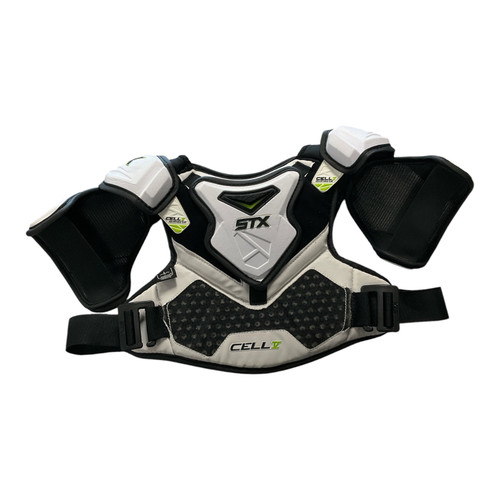 Vist Large View of Product Image Which is Used STX CELL V Lacrosse Shoulder Pads White MD