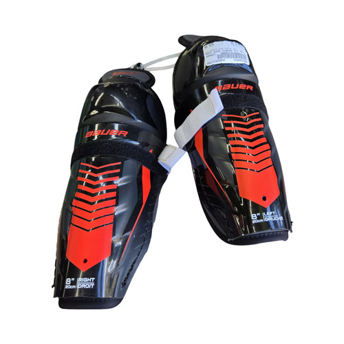 Vist Large View of Product Image Which is Used Bauer LIL SPORTS SHIN GUARDS 8IN Youth Shin Guards Black 8"