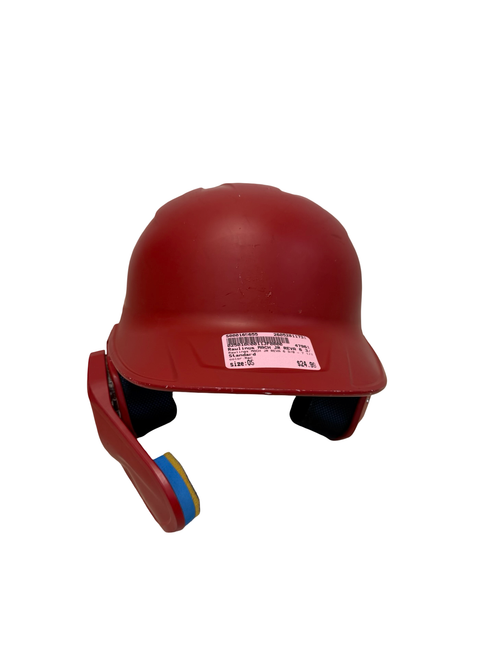 Vist Large View of Product Image Which is Used Rawlings MACH JR REVA 6 3/8 - 7 1/8 Batting Helmet w/ Jaw Guard Red