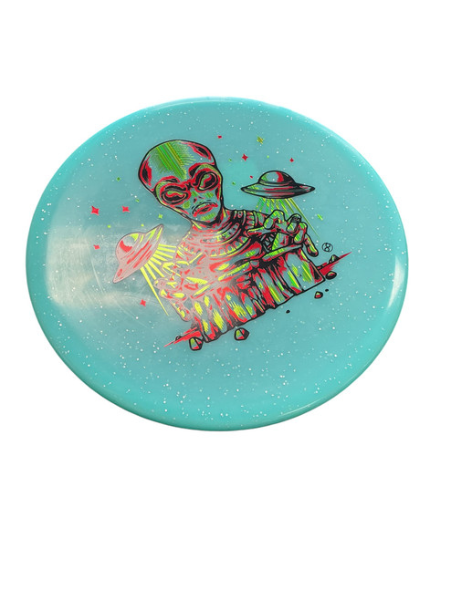 Vist Large View of Product Image Which is Used Innova RUIN ALIEN Disc Golf Mid Range Teal