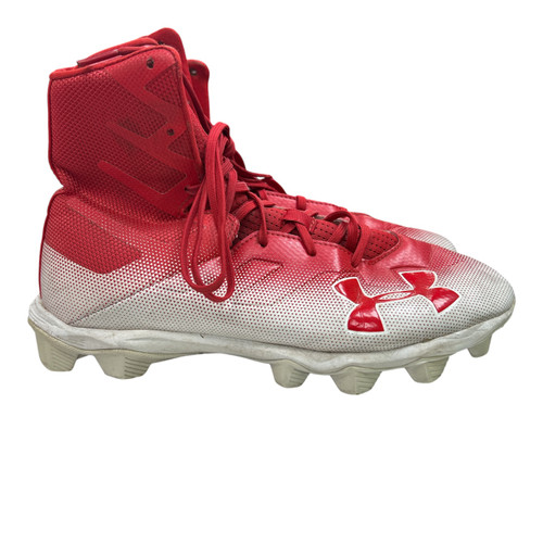 Vist Large View of Product Image Which is Used Under Armour Adult FB Cleats White And Red Senior 9