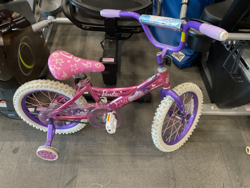 Vist Large View of Product Image Which is Used BARBIE TRAINING WHEEL BIKE Training Wheel Bike Girls Pink 16"