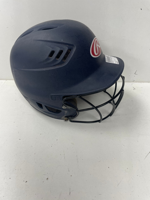 Vist Large View of Product Image Which is Used Rawlings CFX1MAJ-R1 Batting Helmet w/Mask Navy Blue One Size