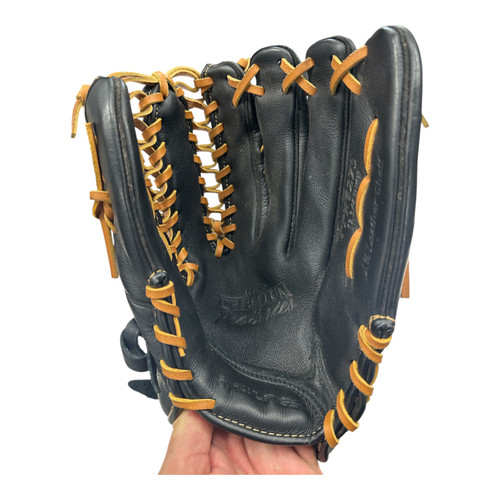 Vist Large View of Product Image Which is Used Rawlings PREMIUM SERIES BB/SB Glove RH Throw Black 12 3/4"