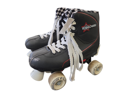 Vist Large View of Product Image Which is Used 4 WHEEL SKATES Senior Roller Quad Skates Black Senior 6
