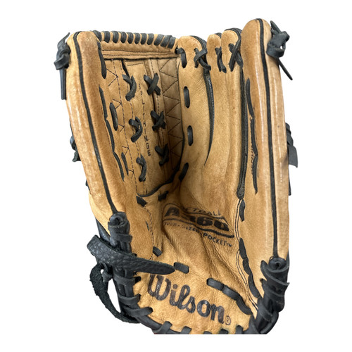 Vist Large View of Product Image Which is Used Wilson A360 BB/SB Glove RH Throw Brown 14"