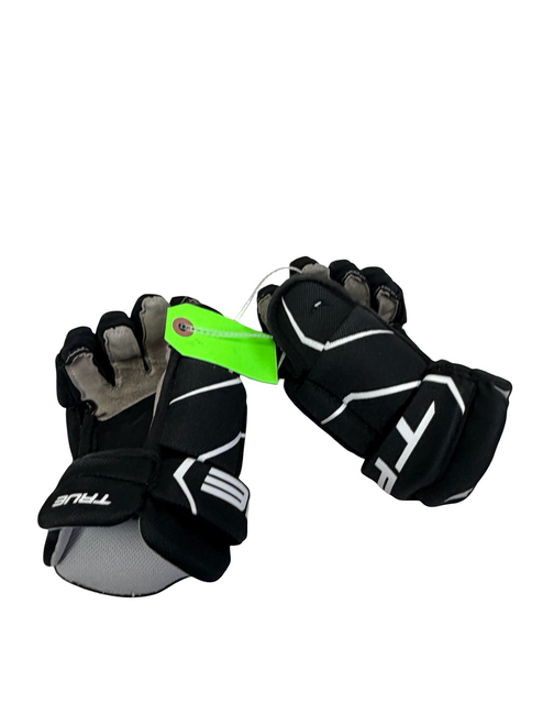 Vist Large View of Product Image Which is Used True Youth Hockey Gloves Black 8"