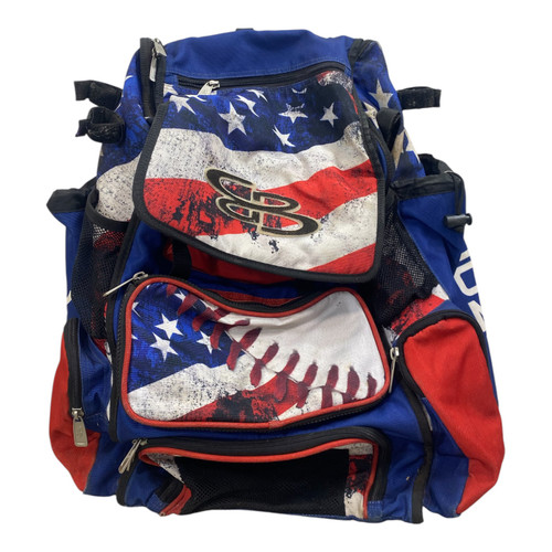 Vist Large View of Product Image Which is Used BoomBah BOOMBAH BATPACK FLAG BLACK BB/SB Player Backpack White/Red/Navy