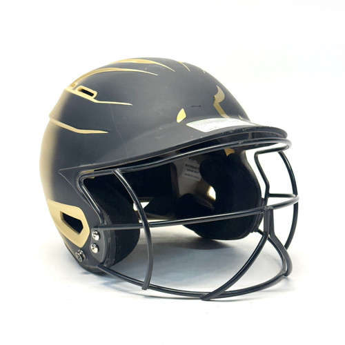 Vist Large View of Product Image Which is Used BoomBah BBH2-JR Batting Helmet w/Mask Black And Gold XS