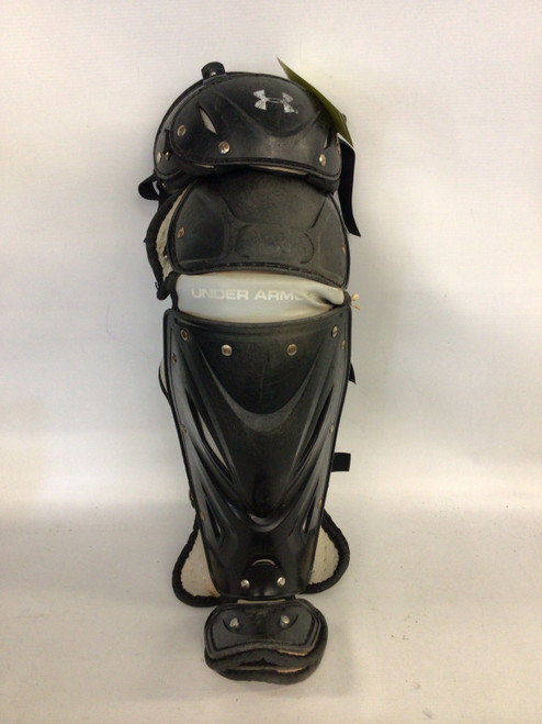 Vist Large View of Product Image Which is Used Under Armour SHIN GUARDS Catchers Leg Guards Black Adult