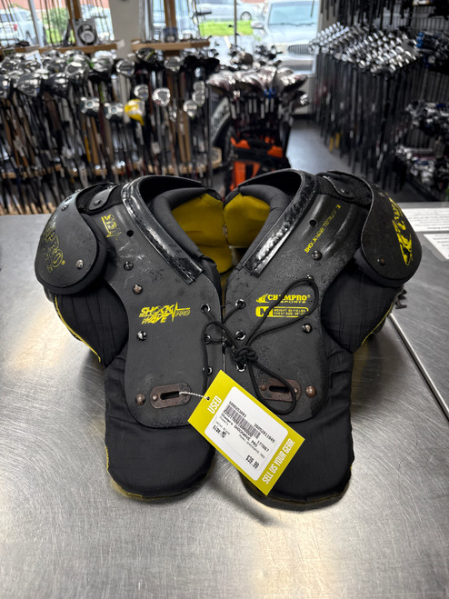 Vist Large View of Product Image Which is Used Champro SHOCKWAVE PRO FB Shoulder Pads Black MD