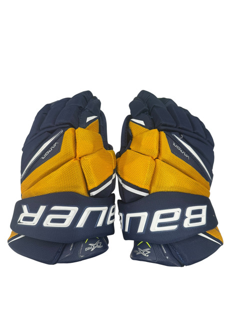 Vist Large View of Product Image Which is Used Bauer VAPOR HYPERLITE Senior Gloves Navy Blue 13"