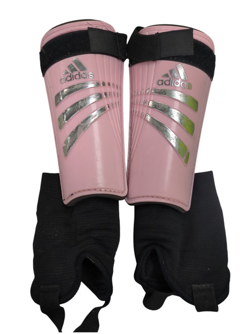 Vist Large View of Product Image Which is Used Adidas PINK/BLK/SLIVER SHIN GUARDS Soccer Shin Guards Adult Pink SM