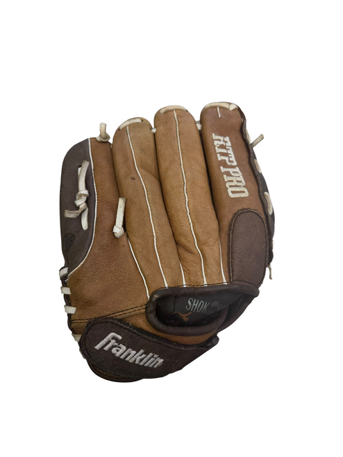Vist Large View of Product Image Which is Used Franklin RTP BB/SB Glove RH Throw Brown 12"