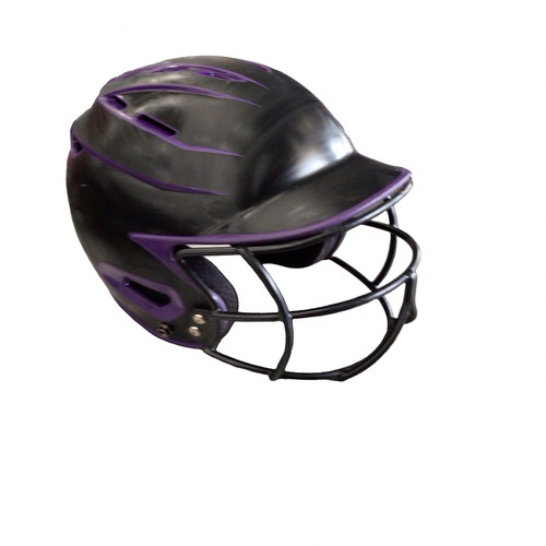 Vist Large View of Product Image Which is Used BoomBah BBH2SP-SR 7 - 7 3/4 Batting Helmet w/Mask Black And Purple LG