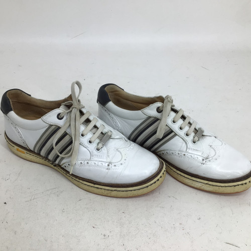 Vist Large View of Product Image Which is Used ITALIAN HAND MADE SR 8.0 SPIKELESS SHOE Mens Golf Shoes White Senior 8
