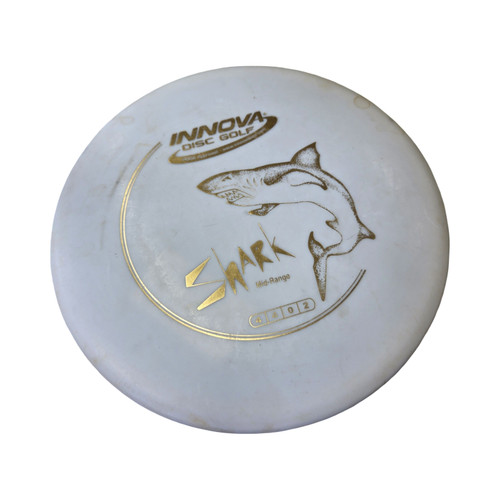 Vist Large View of Product Image Which is Used Innova SHARK DX MID Disc Golf Mid Range White