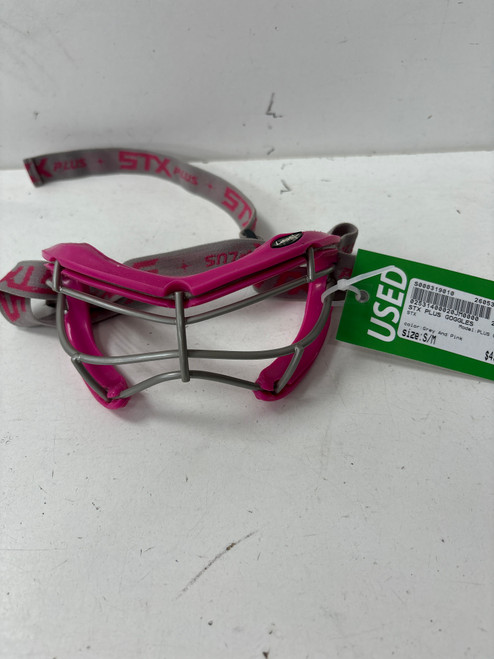 Vist Large View of Product Image Which is Used STX PLUS GOGGLES Lacrosse Facial Protect Grey And Pink S/M (new= $80)