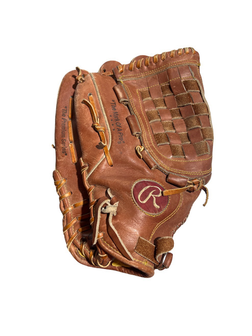 Vist Large View of Product Image Which is Used Rawlings THE MARK OF A PRO BB/SB Glove LH Throw Brown 12 1/2"