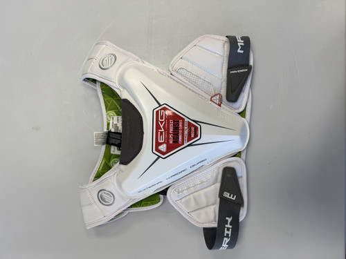 Vist Large View of Product Image Which is Used Maverik M5 EKG Lacrosse Shoulder Pads White MD