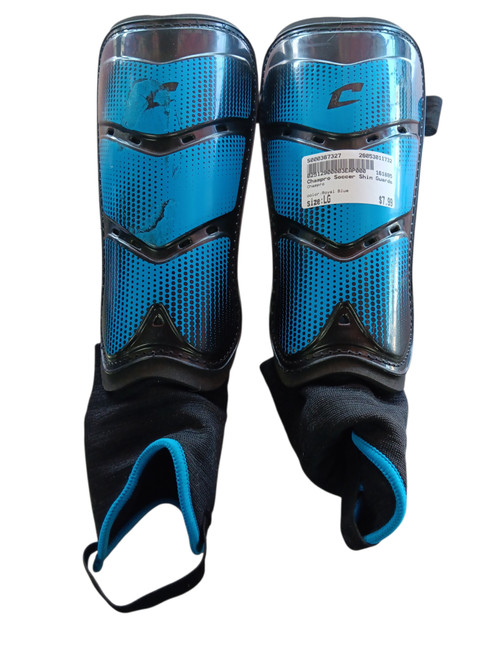 Vist Large View of Product Image Which is Used Champro Soccer Shin Guards Adult Royal Blue MD