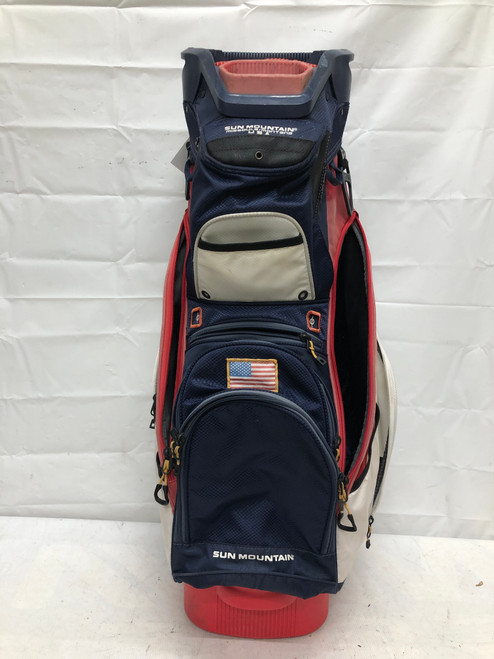 Vist Large View of Product Image Which is Used Sun Mtn C130 CART BAG Mens Cart Bag White/Red/Navy