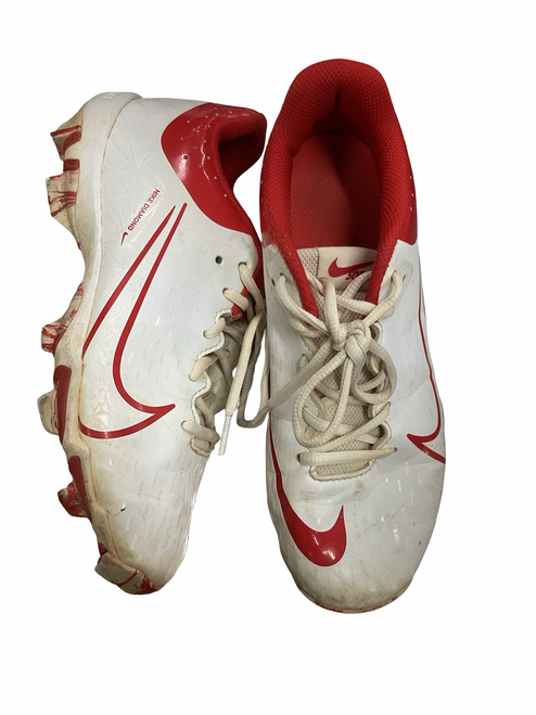 Vist Large View of Product Image Which is Used Nike HYPERDIAMOND 4 BB/SB Cleats White Junior 05.5