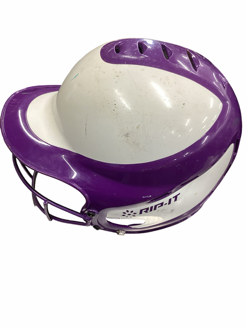 Vist Large View of Product Image Which is Used RIP-IT HELMET W/ MASK Batting Helmet w/Mask Purple S/M
