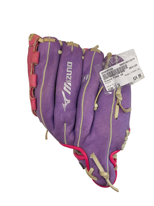 Vist Large View of Product Image Which is Used Mizuno FINCH 10 LH Throw Fastpitch Gloves Pink 10"