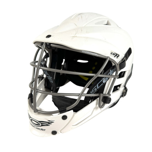 Vist Large View of Product Image Which is Used Cascade CS-R Lacrosse Helmet White Youth OSFM